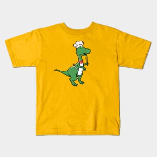 Chef dinosaur cartoon Kids T-Shirt